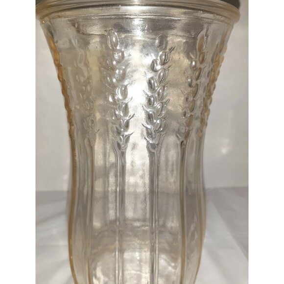 Brody Co. Vintage 1950s Heavy Clear Glass w/ Wheat Stalk Pattern Large Vase - Picture 2 of 8